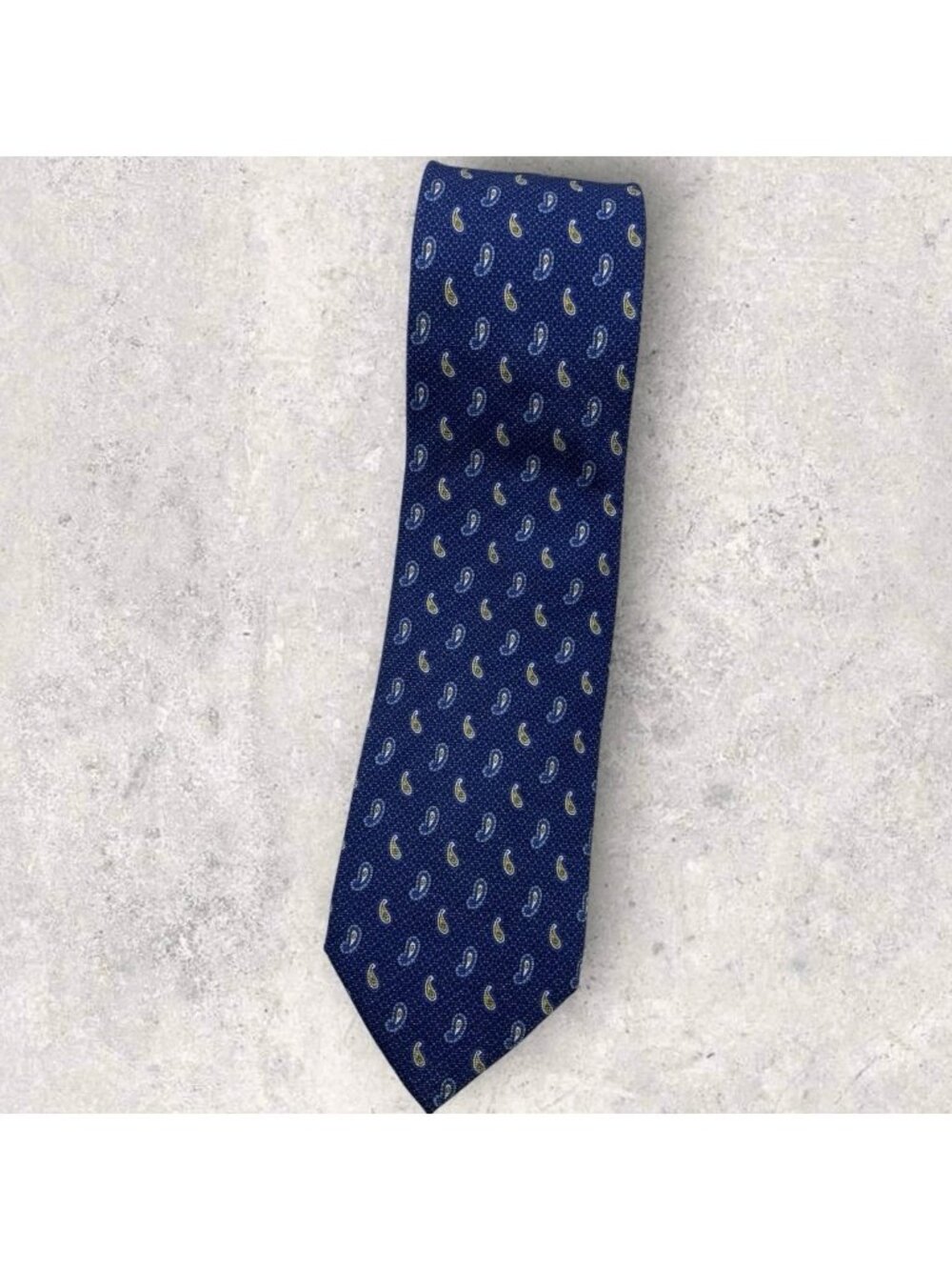 BOGGI Silk Tie ITALY XL Blue Yellow Paisley W:3.2" EUC